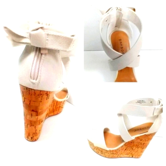 NEW! Cute! Beige Wedge Heel W/ Bow! - Picture 3 of 10